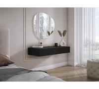 3E 3xE living.com Coiffeuse Suspendue avec Deux tiroirs, façade rainurée - Noir, 100 x 40 x 16 cm