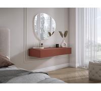 3E 3xE living.com Coiffeuse Suspendue avec Deux tiroirs, façade rainurée - Rouge Brique, 100 x 40 x 16 cm
