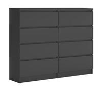 3E 3xE living.com Commode 120 cm, avec 8 tiroirs, Couleur : Anthracite, D : L : 120 cm x P : 39 cm x H : 102 cm