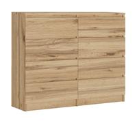 3E 3xE living.com Commode 120 cm, avec 8 tiroirs, Couleur : Chêne wotan, D : L : 120 cm x P : 39 cm x H : 102 cm