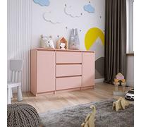 3E 3xE living.com Commode 2 Portes 3 tiroirs L : 120 cm, H : 78 cm, P : 40 cm, Couleur : Rose