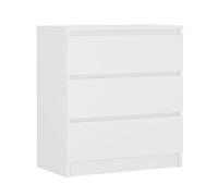 3E 3xE living.com Commode 3 tiroirs 70 cm, Couleur : Blanc Mat, L : 70 cm, P : 39 cm, H : 79 cm