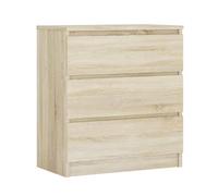 3E 3xE living.com Commode 3 tiroirs 70 cm, Couleur : Chêne Sonoma, L : 70 cm, P : 39 cm, H : 79 cm