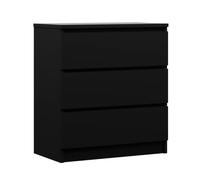 3E 3xE living.com Commode 3 tiroirs 70 cm, Couleur : Noir Mat, L : 70 cm, P : 39 cm, H : 79 cm