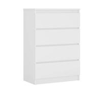 3E 3xE living.com Commode 4 tiroirs 70 cm, Couleur : Blanc Mat, L : 70 cm, P : 40 cm, H : 97 cm,
