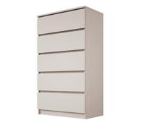 3E 3xE living.com Commode 5 tiroirs - Cachemire, 70 x 124 x 39 cm - Rangement spacieux au Style Minimaliste