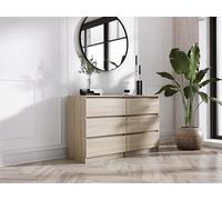 3E 3xE living.com Commode 6 tiroirs 120 cm, Couleur : Chêne Sonoma, L : 120 cm, P : 39 cm, H : 79 cm