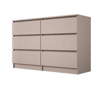 3E 3xE living.com Commode 6 tiroirs - Caramel, 120 x 79 x 39 cm - idéale pour Chambre, Salon ou Bureau
