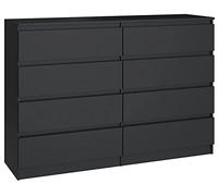 3E 3xE living.com Commode 8 tiroirs 120 cm (Noir). D : 120 x 39 x 101 cm.