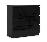 3E 3xE living.com Commode avec 3 tiroirs, Couleur : Noir Brillant, D : L : 70 cm, P : 39 cm, H : 78 cm