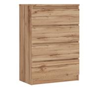 3E 3xE living.com Commode avec 4 tiroirs chêne wotan, L : 70 cm, H : 101 cm, P : 39 cm