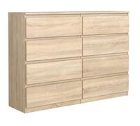 3E 3xE living.com Commode avec 8 tiroirs 140 cm, chêne Sonoma, Parfaite pour Le Salon. D : 140 x 39 x 101 cm,