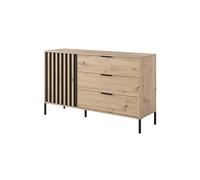 3E 3xE living.com Commode, chêne Artisanal et Anthracite, 137,3 x 81,4 x 39,5 cm