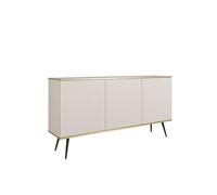 3E 3xE living.com Commode contemporaine Beige avec Pieds Noirs et détails dorés - Dimensions : 160 x 85 x 39 cm