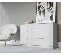 3E 3xE living.com Commode en Couleur Blanc, D : L : 120 cm, P 39 cm, H : 78 cm, avec Deux Portes et Trois tiroirs