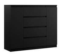3E 3xE living.com Commode en Couleur Noir, D : L : 120 cm, P 39 cm, H : 101 cm, avec Deux Portes et Quatre tiroirs