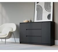 3E 3xE living.com Commode en Couleur Noir, D : L : 120 cm, P 39 cm, H : 78 cm, avec Deux Portes et Trois tiroirs