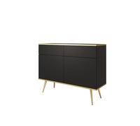 3E 3xE living.com Commode Noire avec Pieds dorés et Finition Moderne - Dimensions : 107 x 85 x 39 cm