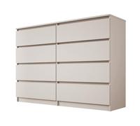 3E 3xE living.com Commode XXL 8 tiroirs - Cachemire, 139 x 102 x 39 cm - Meuble de Rangement pour Grandes pièces