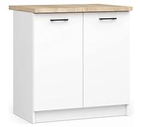 3E 3xE living.com EDERSEN Meuble de cuisine bas avec 2 portes avec plan de travail de cuisine en blanc et sonoma (l : 80 x 85 x 46 cm) - Plus de pièces au choix