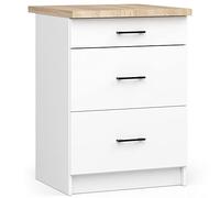 3E 3xE living.com EDERSEN Meuble de cuisine bas avec 3 tiroirs en blanc et sonoma (l : 60 x 85 x 46 cm) - Plus de pièces au choix