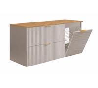 3E 3xE living.com Ensemble de Meubles de Salle de Bain avec Panier à Linge et Plan, poignées dorées, Cachemire/chêne Clair, 120 x 46 x 57 cm