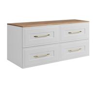 3E 3xE living.com Ensemble de Meubles de Salle de Bain sous Vasque, Blanc/chêne Craft, 120 (2 x 60) x 46 x 58 cm, 3 Couleurs de poignées au Choix