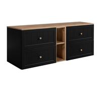 3E 3xE living.com Ensemble de Meubles de Salle de Bain sous Vasque, Noir/chêne Craft, 140 (2 x 60 + 20) x 46 x 58 cm, 3 Couleurs de poignées incluses