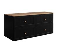 3E 3xE living.com Ensemble de Meubles de Salle de Bain sous Vasque, Noir/chêne Craft, 20 (2 x 60) x 46 x 58 cm, 3 Couleurs de poignées incluses