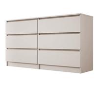 3E 3xE living.com Grande Commode 6 tiroirs - Cachemire, 139 x 79 x 39 cm - Design Contemporain et Fonctionnel