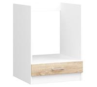 3E 3xE living.com Meuble de Cuisine pour Four encastrable : Une Porte, Une étagère, Couleur : Blanc/Chêne Sonoma, D : L : 60 cm, H : 82 cm, P : 55 cm.