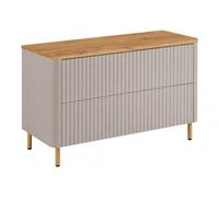 3E 3xE living.com Meuble de Salle de Bain 100, Cachemire, Plan chêne Craft, Pieds dorés, 100,8 x 44,2 x 65 cm