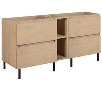 3E 3xE living.com Meuble de Salle de Bain 140 CM (2 X 60 + 20) + Pieds Meuble, chêne Clair 140 x 77 x 46 cm