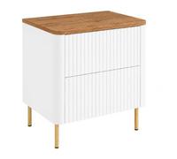 3E 3xE living.com Meuble de Salle de Bain 60, Blanc, Plan chêne Craft, Pieds dorés, 60,8 x 44,2 x 65 cm