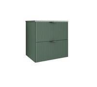 3E 3xE living.com Meuble de Salle de Bain à façade rainurée de 60 cm avec 2 tiroirs, Vert avec poignée Noire, 60 × 47 × 60 cm