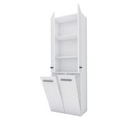 3E 3xE living.com Meuble de Salle de Bain avec Trois étagéres et Deux paniers à Linge, Blanche, P : 30 cm, H : 174 cm, L : 60 cm