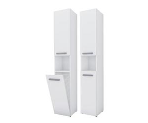 3E 3xE living.com Meuble de Salle de Bain Bagnoli Slim III Blanc Mat, L : 30 cm, H : 174 cm, p : 30 cm