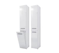 3E 3xE living.com Meuble de Salle de Bain Bagnoli Slim VI Blanc Mat/Blanc Brillant, D : P: 30 cm, H : 174 cm, L : 30 cm