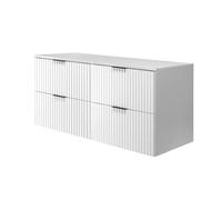 3E 3xE living.com Meuble de Salle de Bain, Blanc avec poignée Noire/avec Plaque supérieure, 120 x 57 x 46 cm