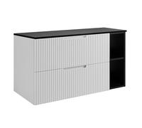3E 3xE living.com Meuble de Salle de Bain, Blanc/Noir, 100 (80 + 20) x 58,6 x 46 cm