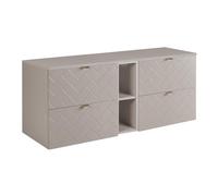 3E 3xE living.com Meuble de Salle de Bain, Cachemire avec poignée dorée/avec Plaque supérieure, 140 x 57 x 46 cm