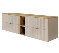 3E 3xE living.com Meuble de Salle de Bain, Cachemire/Chêne Craft + poignée Noire, 180 x 57 x 46 cm