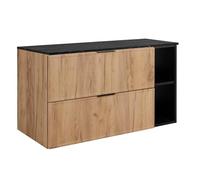 3E 3xE living.com Meuble de Salle de Bain, chêne Artisanal/Plan de Travail en marbre Noir (MDF), 100 (80+20) x 57 x 46 cm