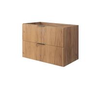 3E 3xE living.com Meuble de Salle de Bain, chêne Craft avec poignée Noire, 80 x 57 x 46 cm