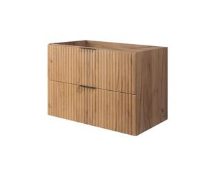 3E 3xE living.com Meuble de Salle de Bain, chêne Craft avec poignée Noire, 80 x 57 x 46 cm