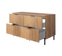 3E 3xE living.com Meuble de Salle de Bain, Chêne Craft + poignée Noire, 120 x 77 x 46 cm