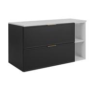 3E 3xE living.com Meuble de Salle de Bain, Gris Foncé/Blanc, poignée dorée, 80 (60 + 20) x 46 x 57 cm