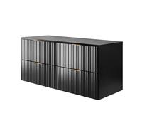 3E 3xE living.com Meuble de Salle de Bain, Noir avec poignée dorée/avec Plaque supérieure, 120 x 57 x 46 cm