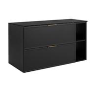 3E 3xE living.com Meuble de Salle de Bain, Noir/Plan de Travail en marbre Noir (MDF), 100 (80+20) x 57 x 46 cm