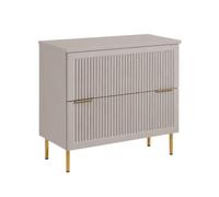 3E 3xE living.com Meuble de Salle de Bain sous Vasque avec Plan, 2 Tiroirs à Fermeture Douce, Façade Cannelée MDF 18 mm, Cachemire + Plan Cachemire, Poignées Dorées, Pieds Dorés, 80 x 46 x 73,6 cm